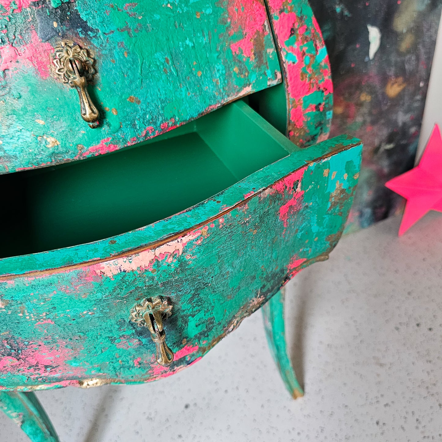 The Bombe Hand-painted Textured Chest of Drawers