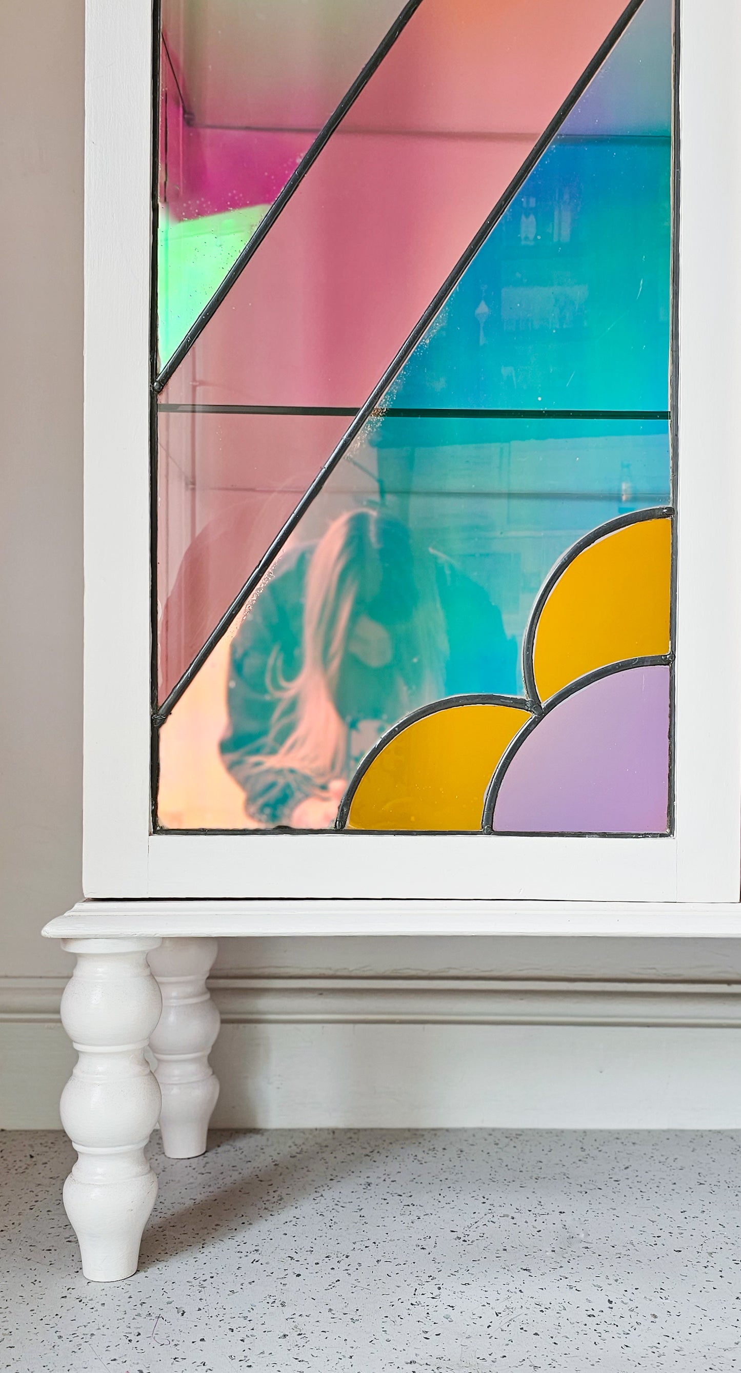 The Sunshine Art Deco Stained Coloured Glass Cabinet