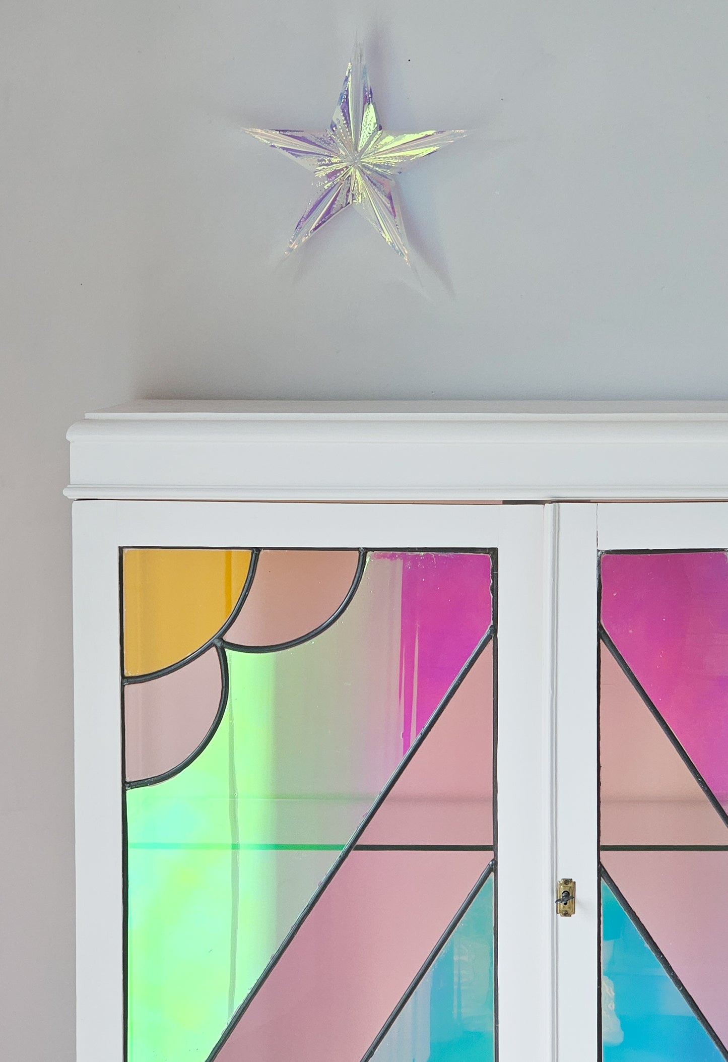 The Sunshine Art Deco Stained Coloured Glass Cabinet