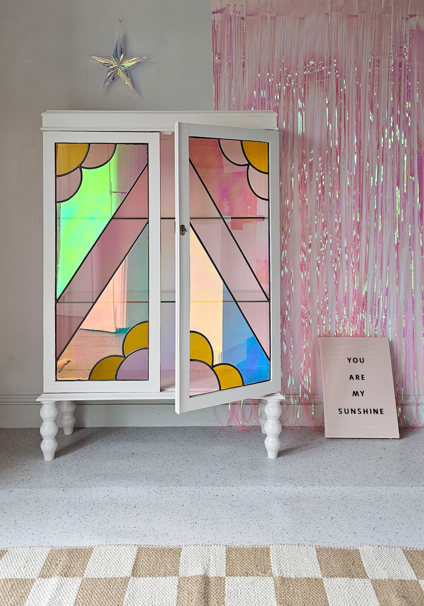 The Sunshine Art Deco Stained Coloured Glass Cabinet
