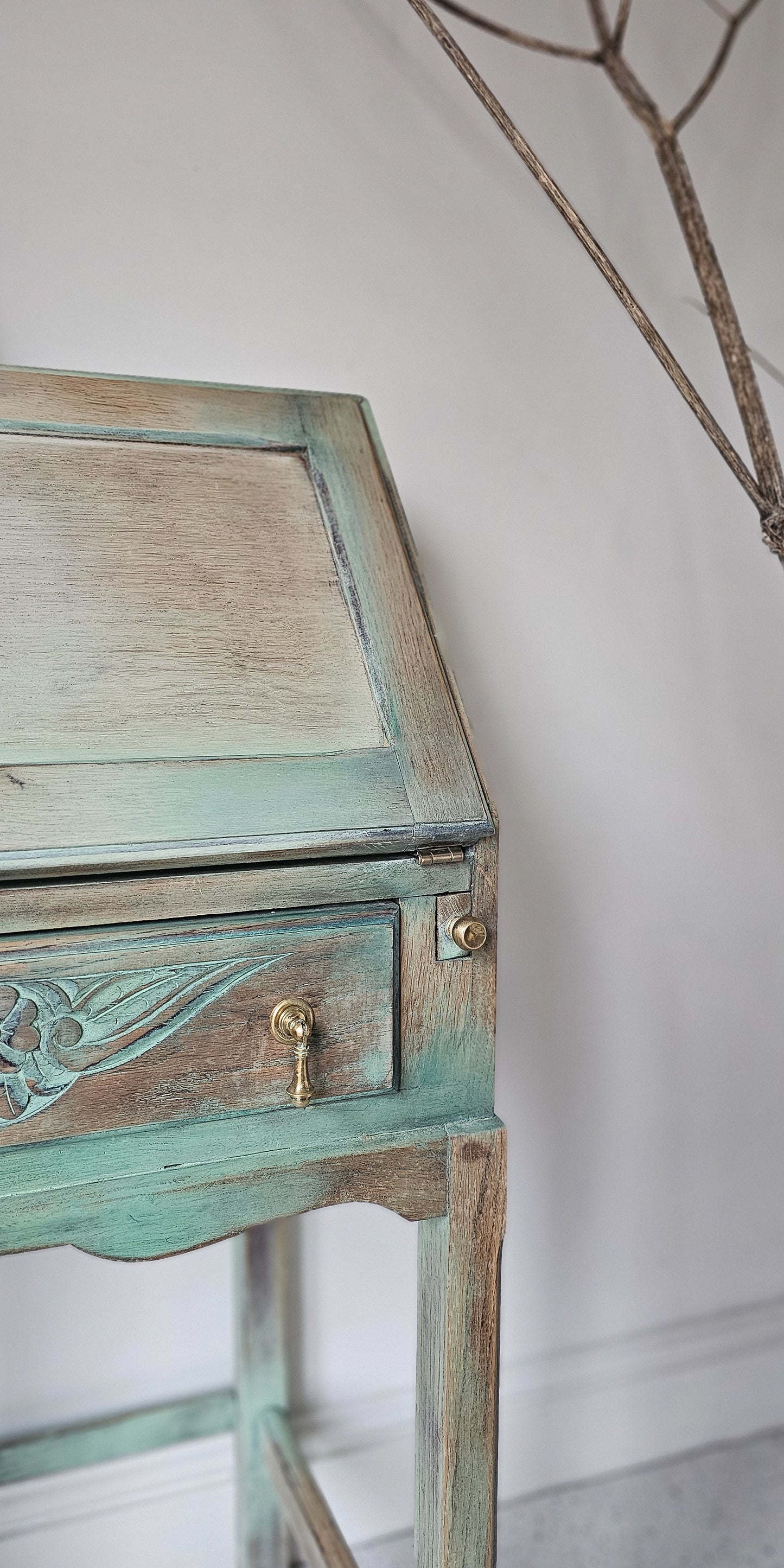 The Sharon Rustic Floral Oak Bureau