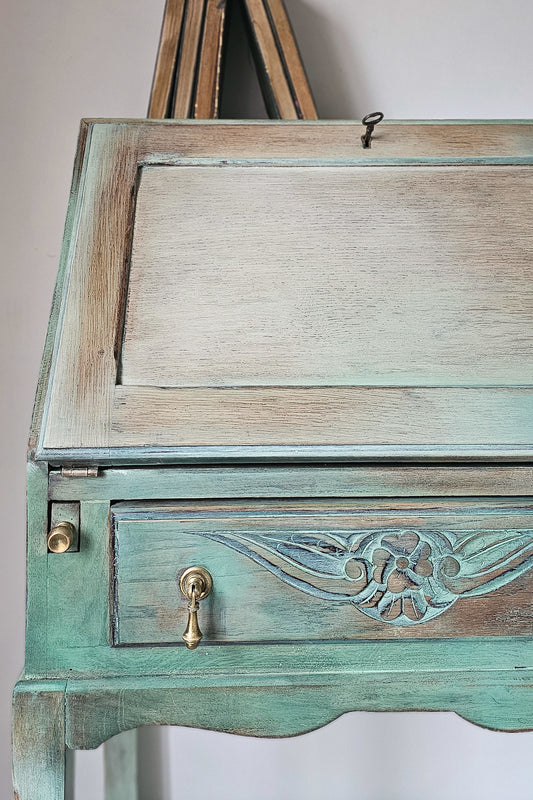 The Sharon Rustic Floral Oak Bureau