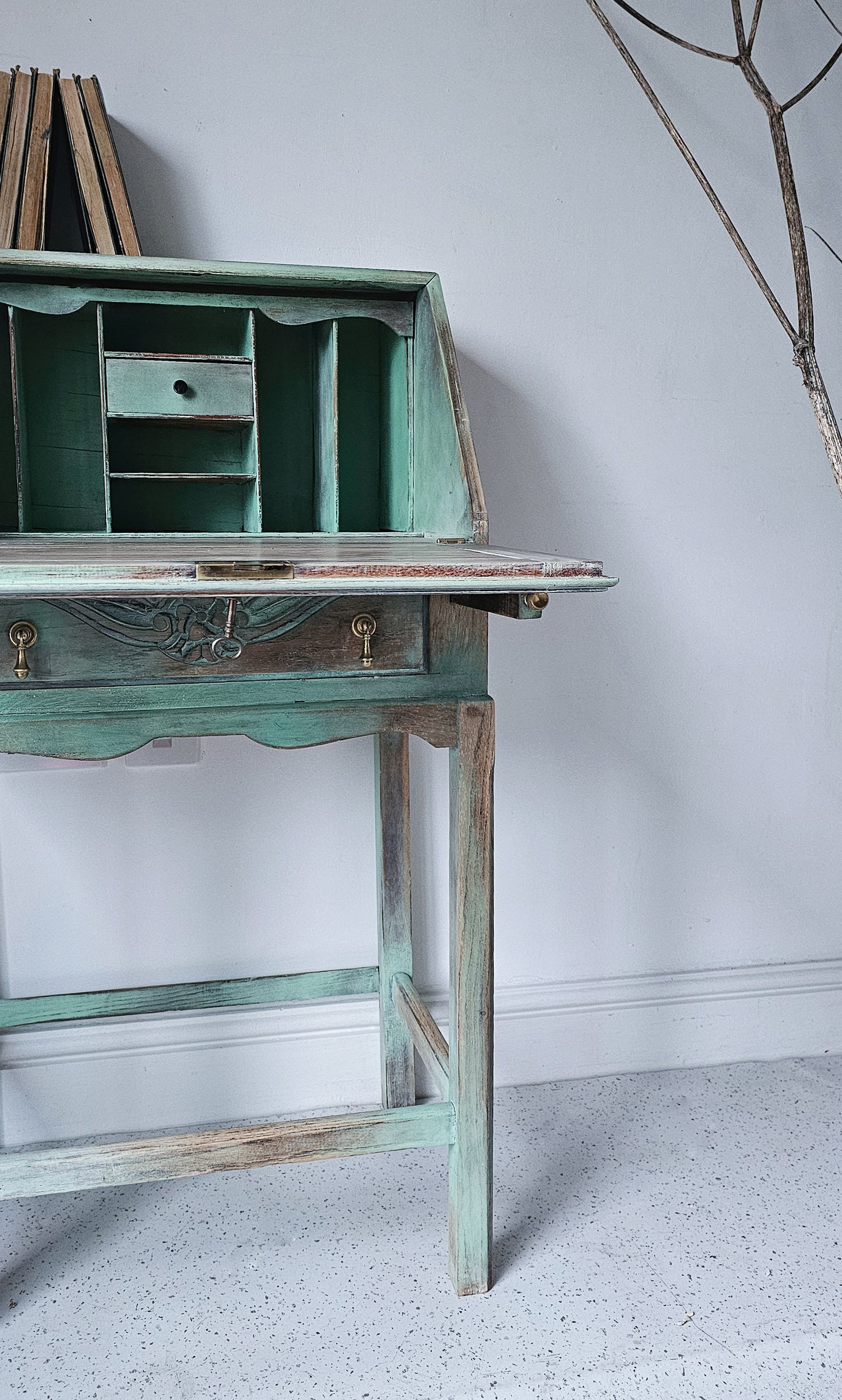 The Sharon Rustic Floral Oak Bureau