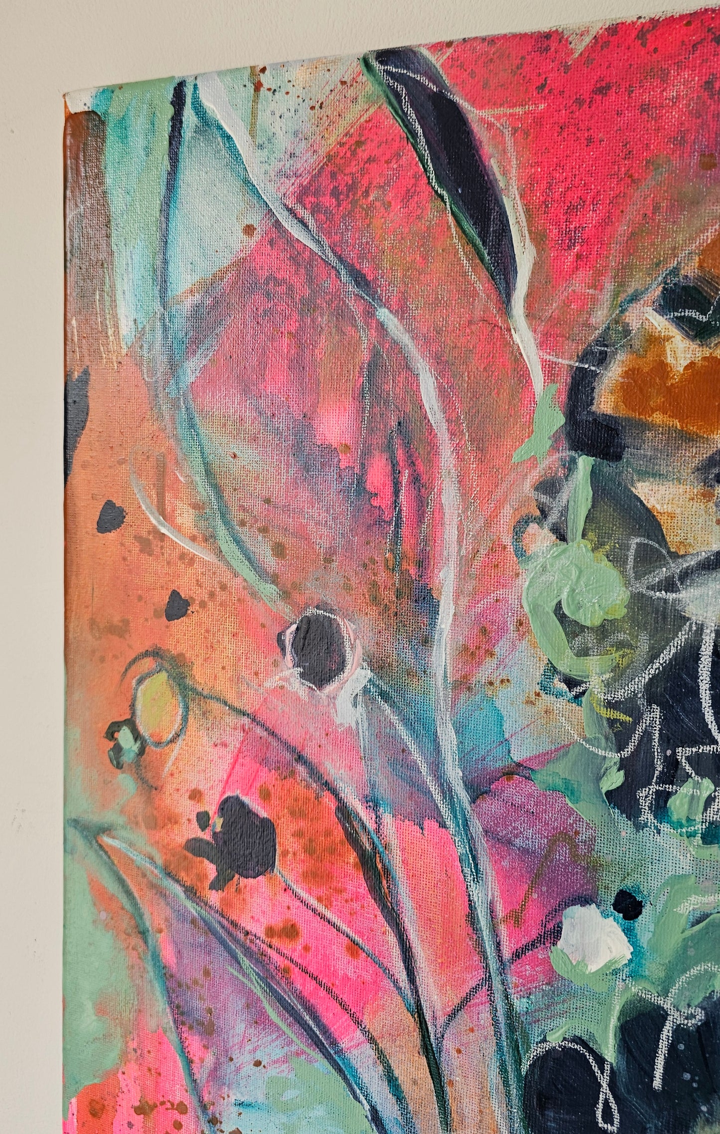 'Irene' Abstract Floral Painting on Canvas