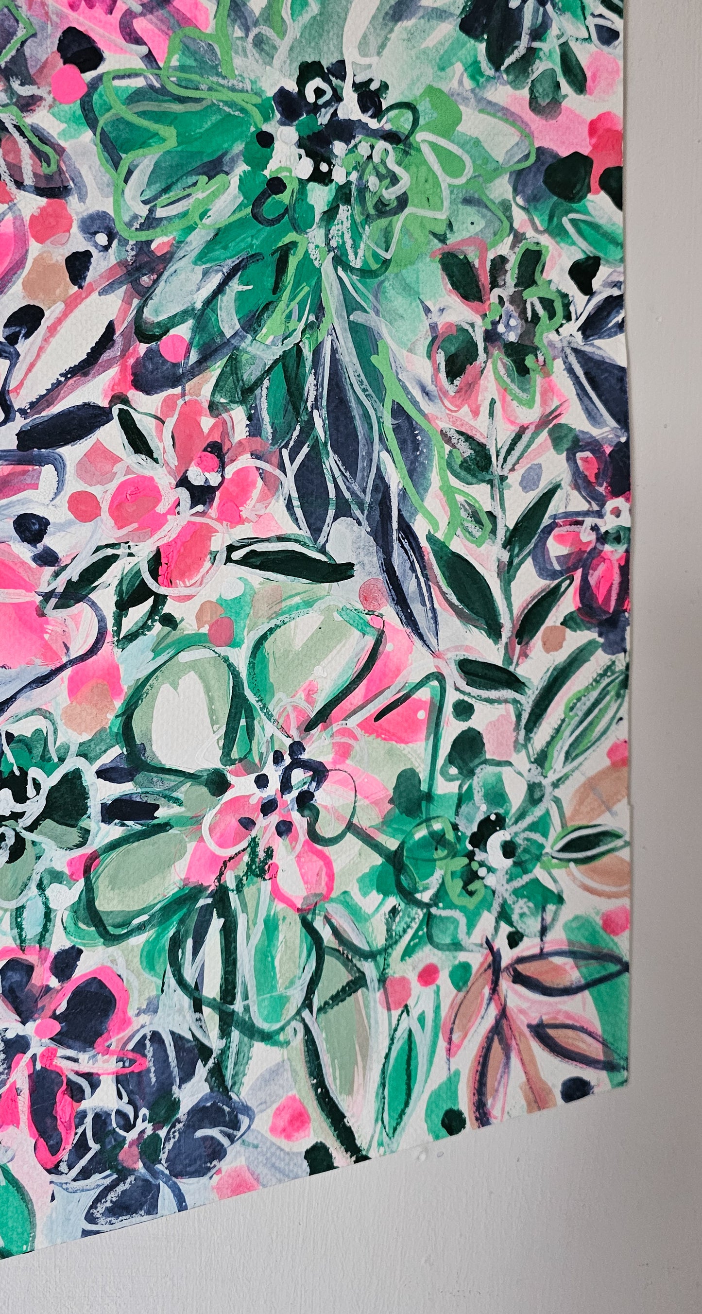 'Botanical Pattern 2' Chalk Paint & Ink on Watercolour Paper