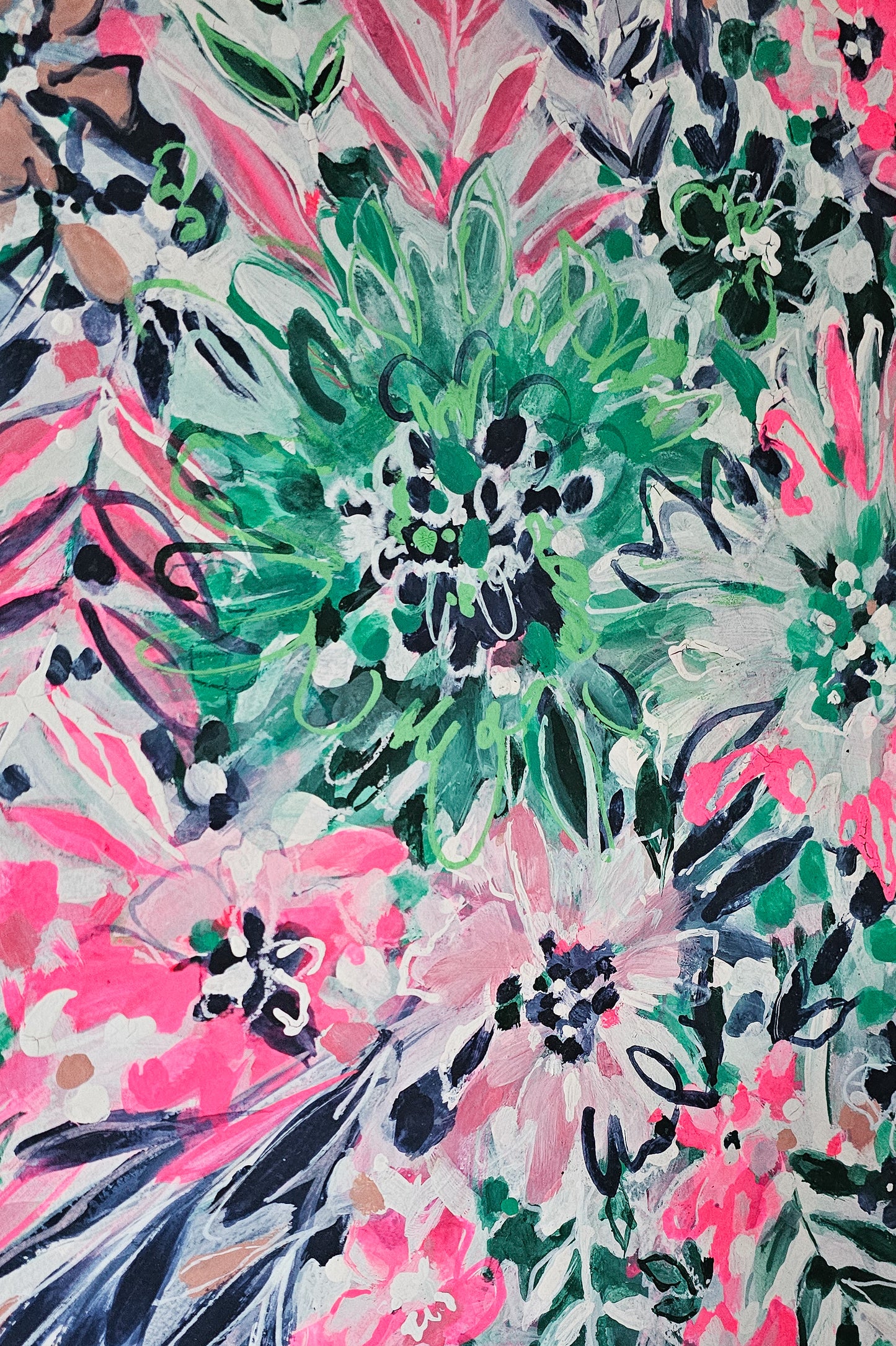 'Botanical Pattern 1' Chalk Paint & Ink on Watercolour Paper