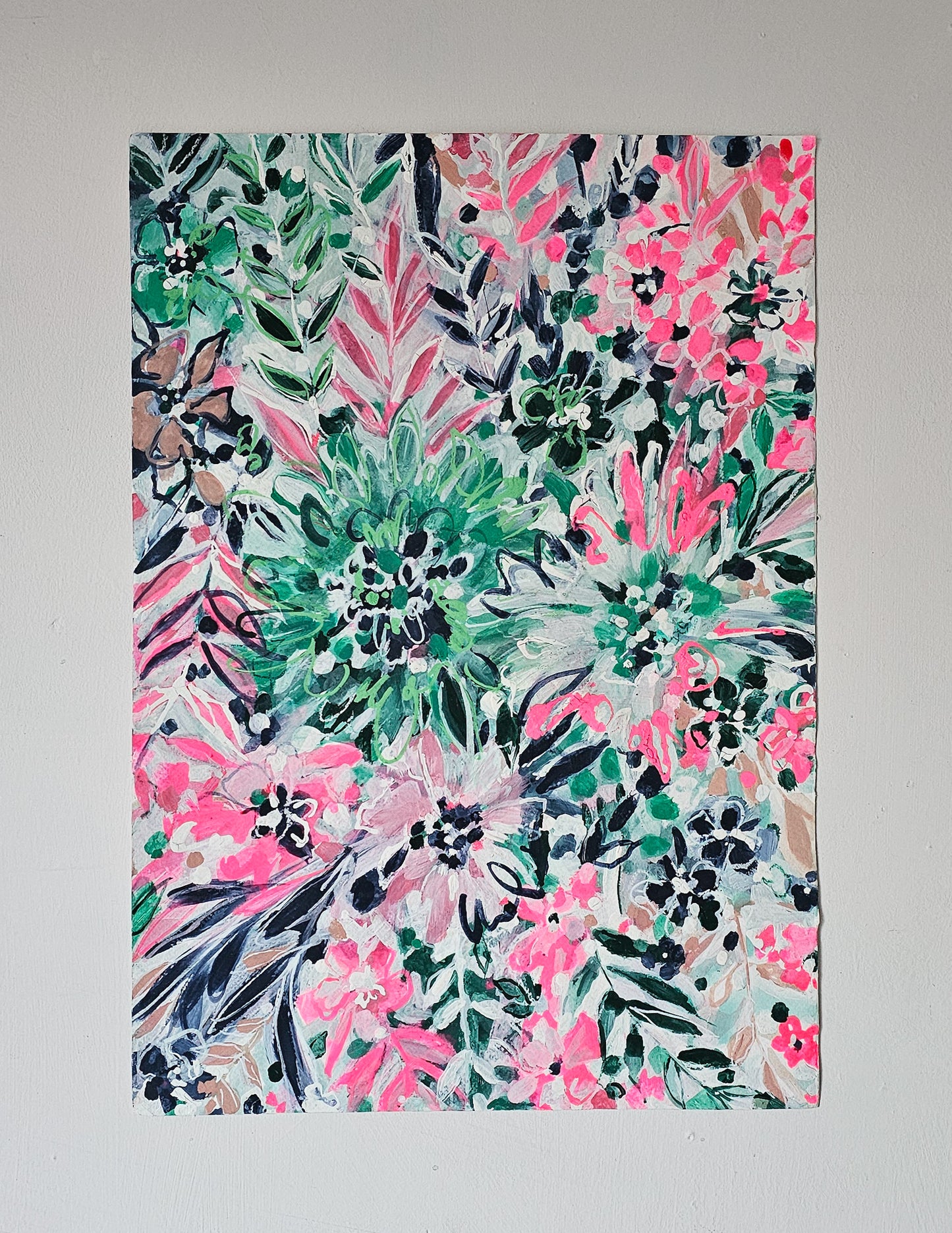 'Botanical Pattern 1' Chalk Paint & Ink on Watercolour Paper