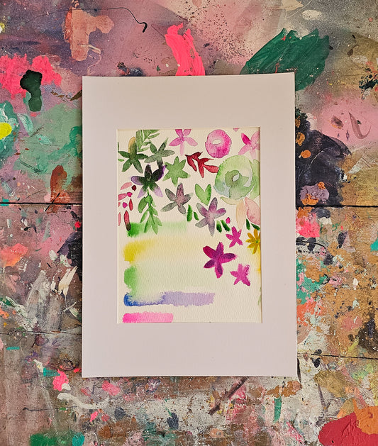 'Rainbow Palette Floral' Watercolour on Paper