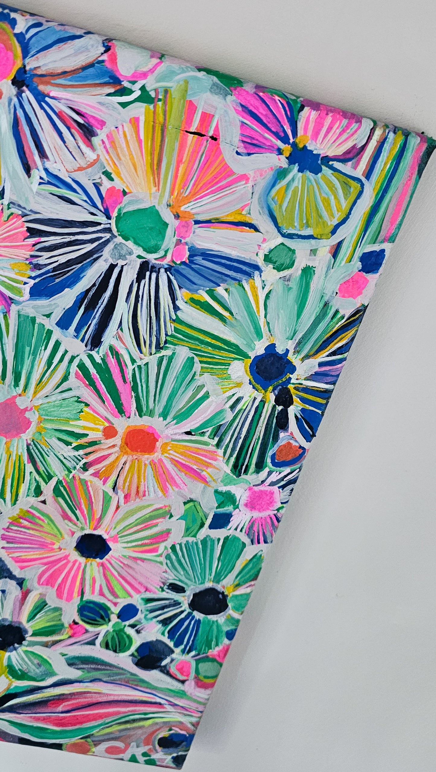 'Out of the Crowd' Acrylic & Ink floral Painting on Canvas
