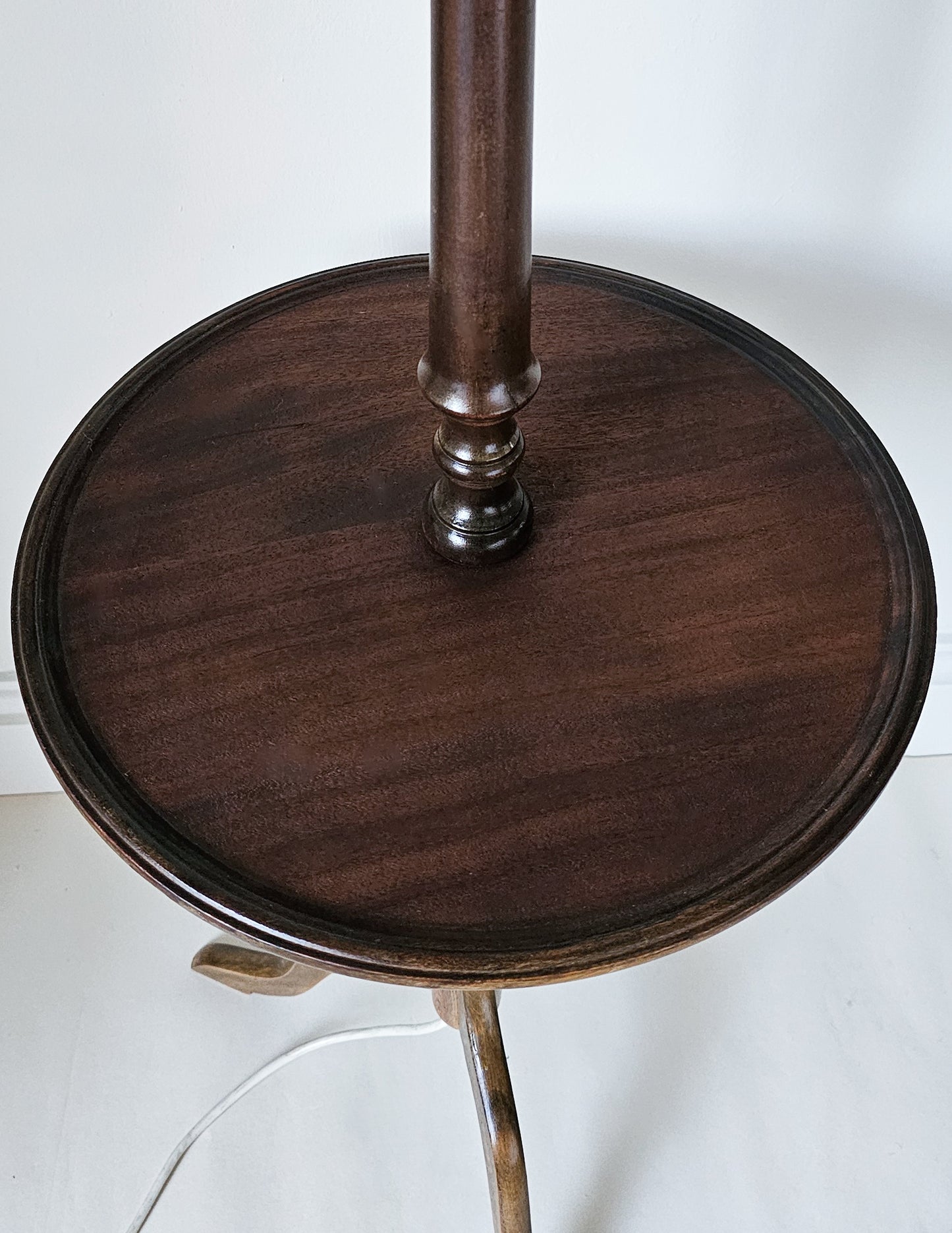 Pair of Vintage Mahogany Floor Lamps with Sculptural Shades