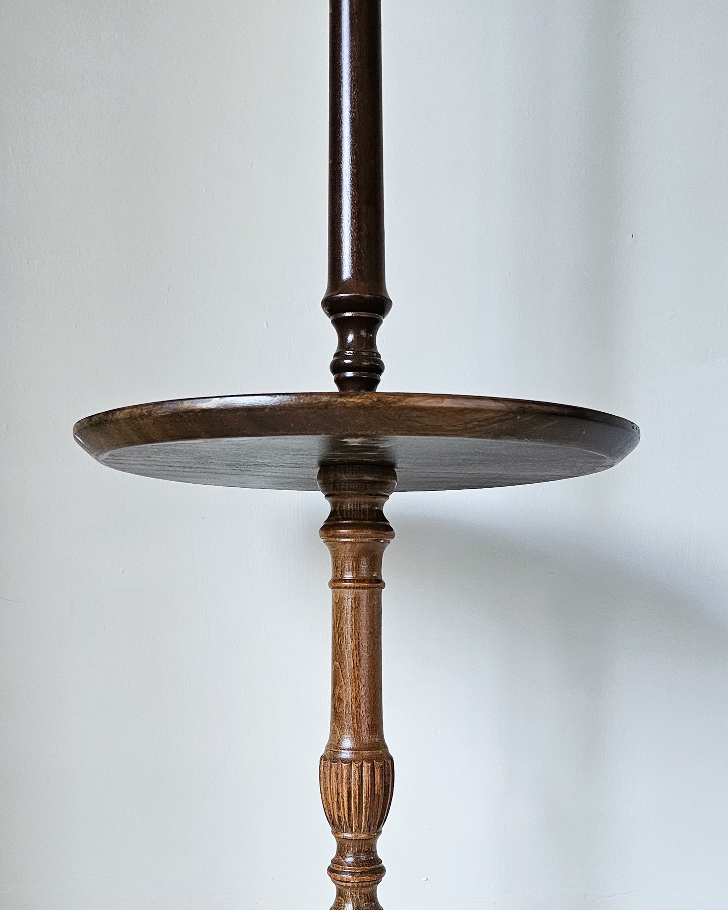 Pair of Vintage Mahogany Floor Lamps with Sculptural Shades