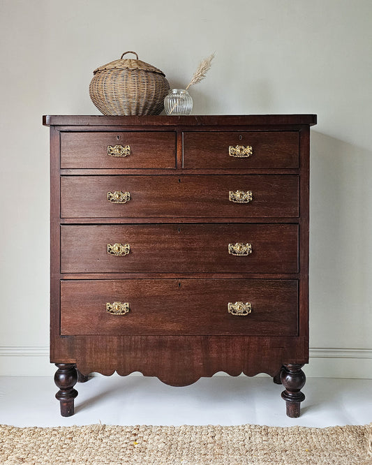 The Scalloped Victorian Mahogany Chest of Drawers