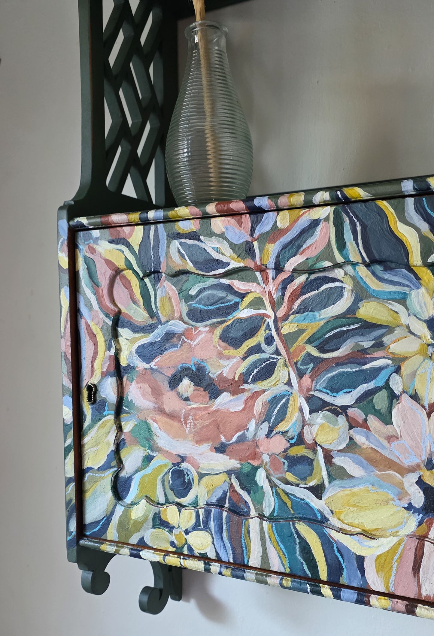 The Rosa Hand painted Floral Wall Cabinet