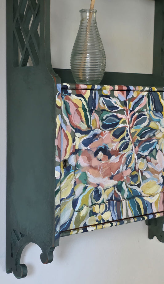 The Rosa Hand painted Floral Wall Cabinet
