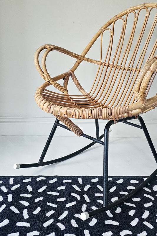 The Rohan Mid Century Boho Bamboo Rattan Rocking Chair by Rohé Noordwolde