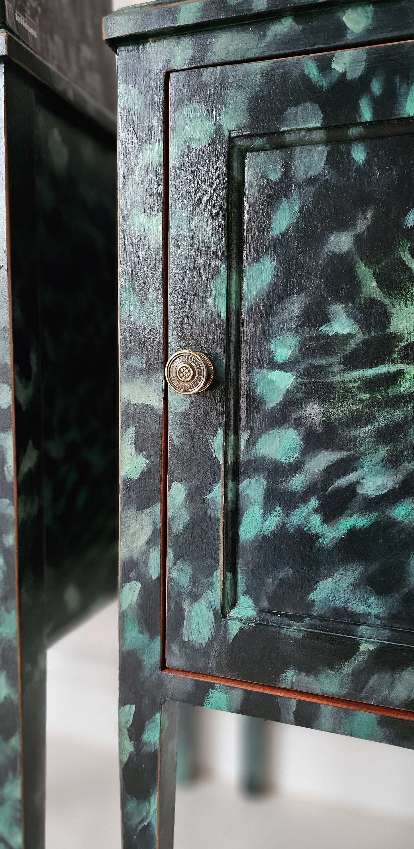 The Aria Leopard Print Pair of Edwardian Bedside Cabinets