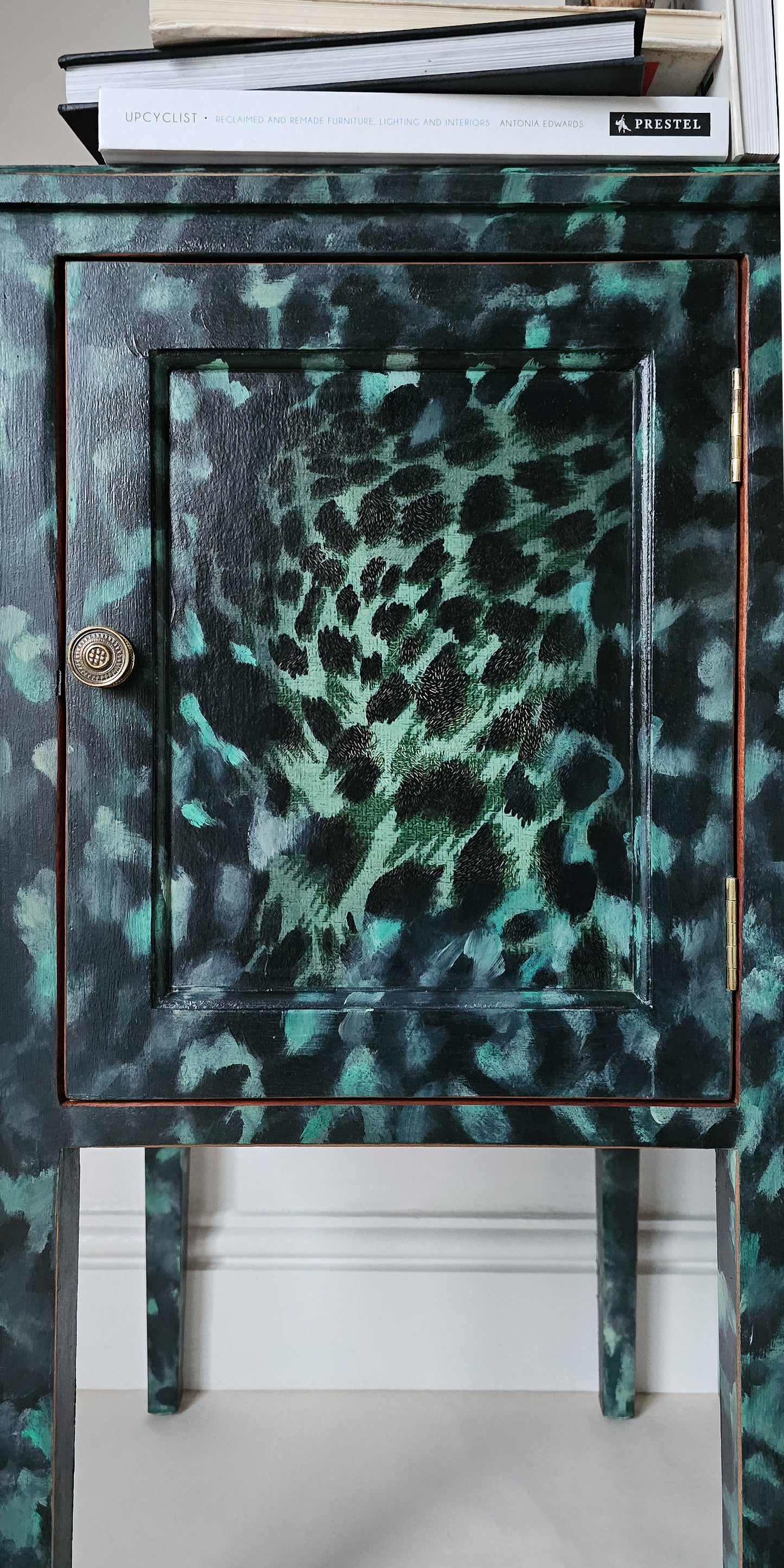The Aria Leopard Print Pair of Edwardian Bedside Cabinets