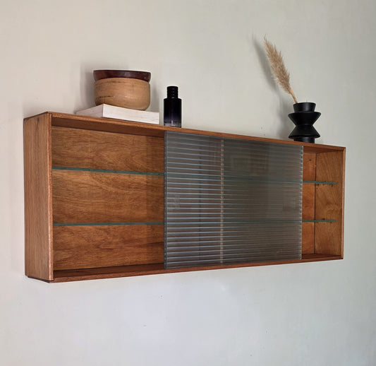TheJasper Mid Century Reeded Glass Wall Cabinet