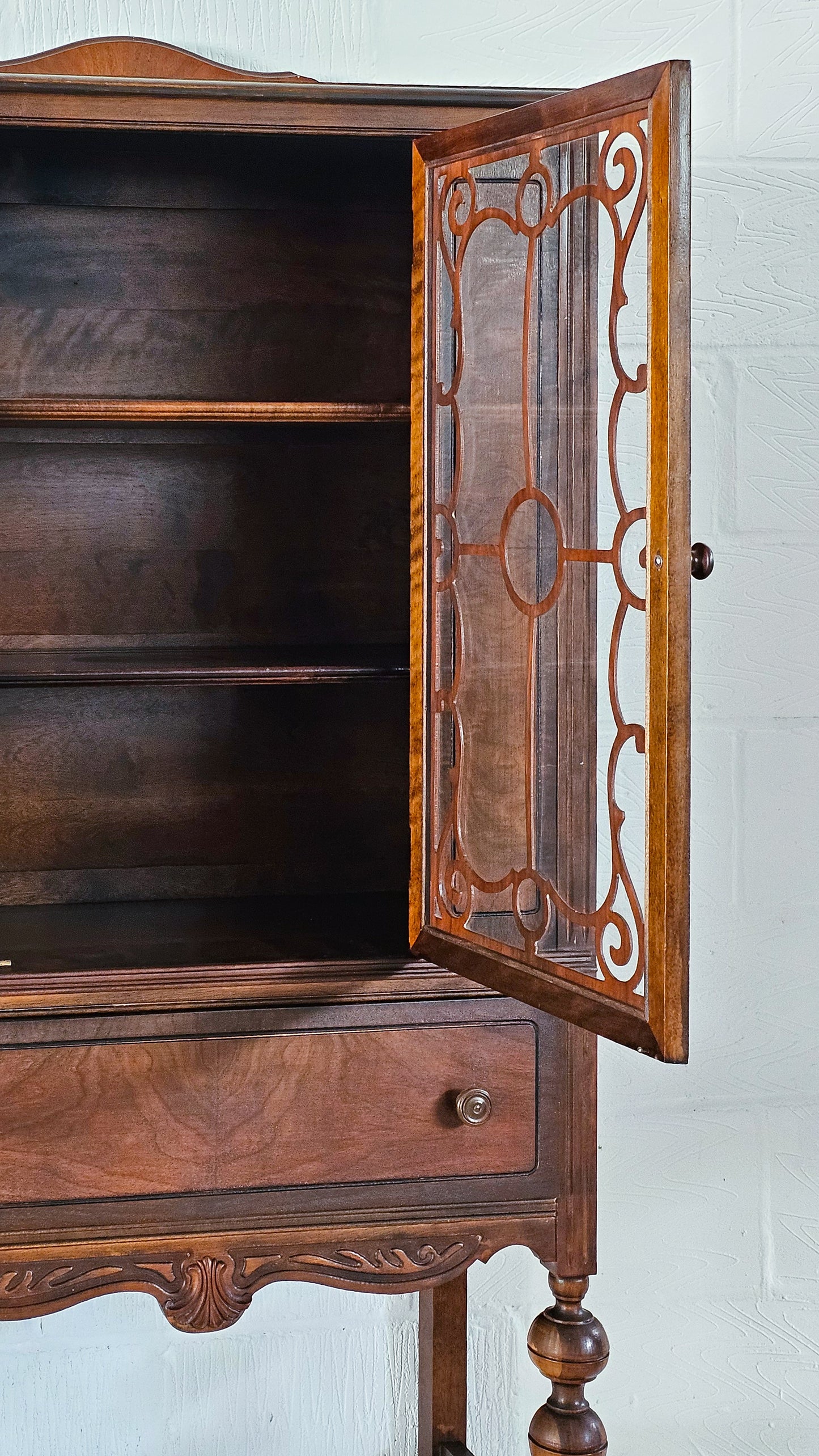 The Jacobean Walnut Glazed Dresser Display Cabinet