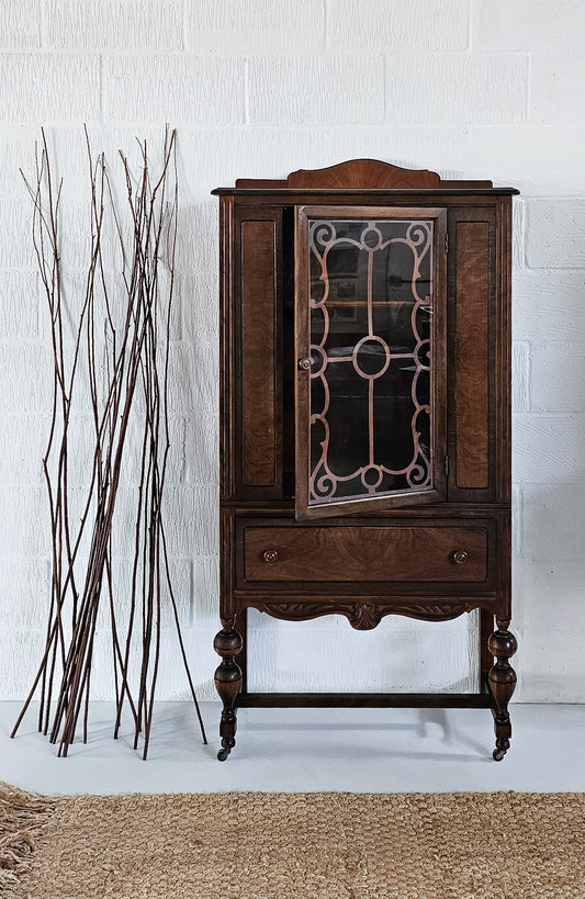 The Jacobean Walnut Glazed Dresser Display Cabinet