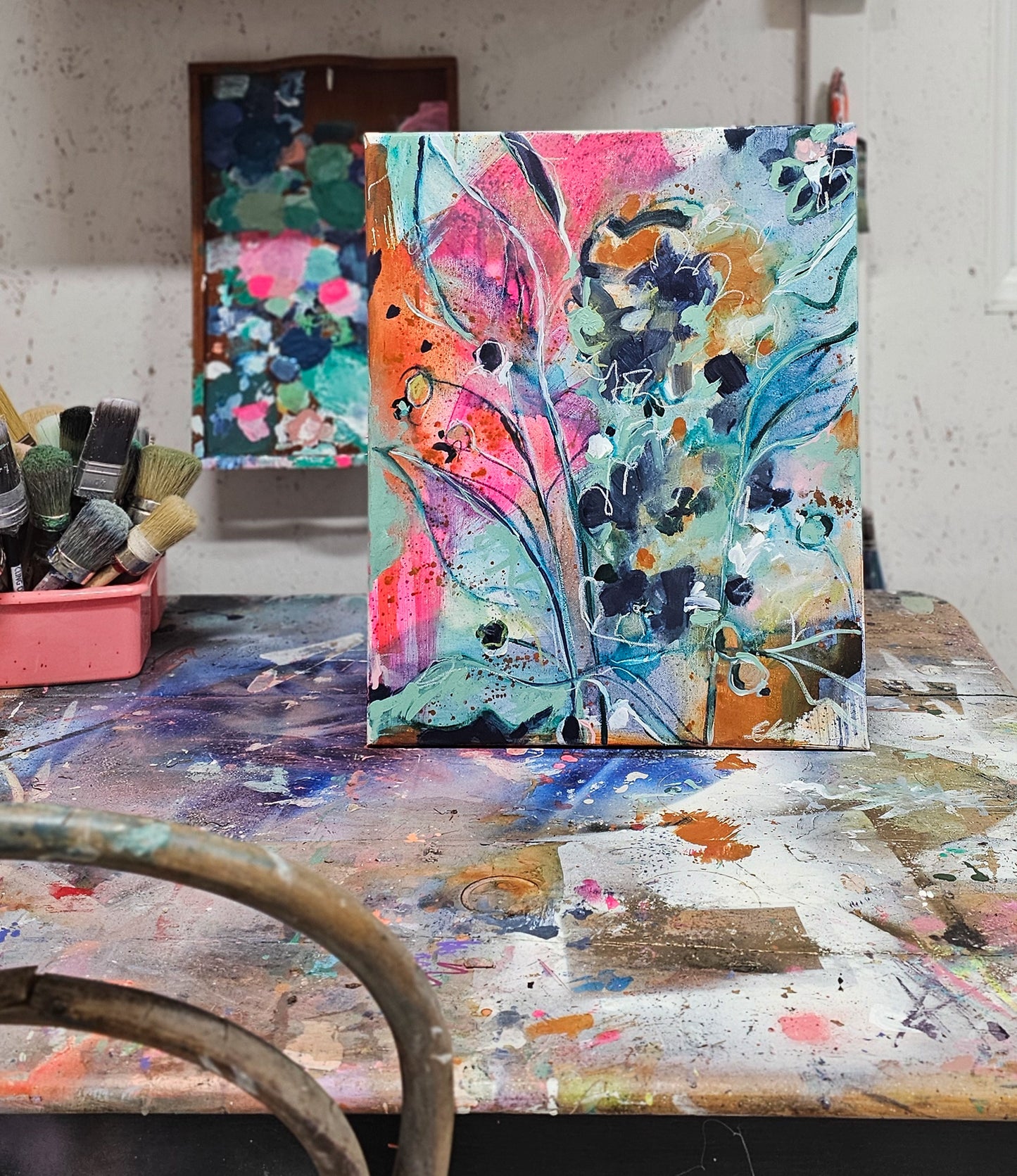 'Irene' Abstract Floral Painting on Canvas
