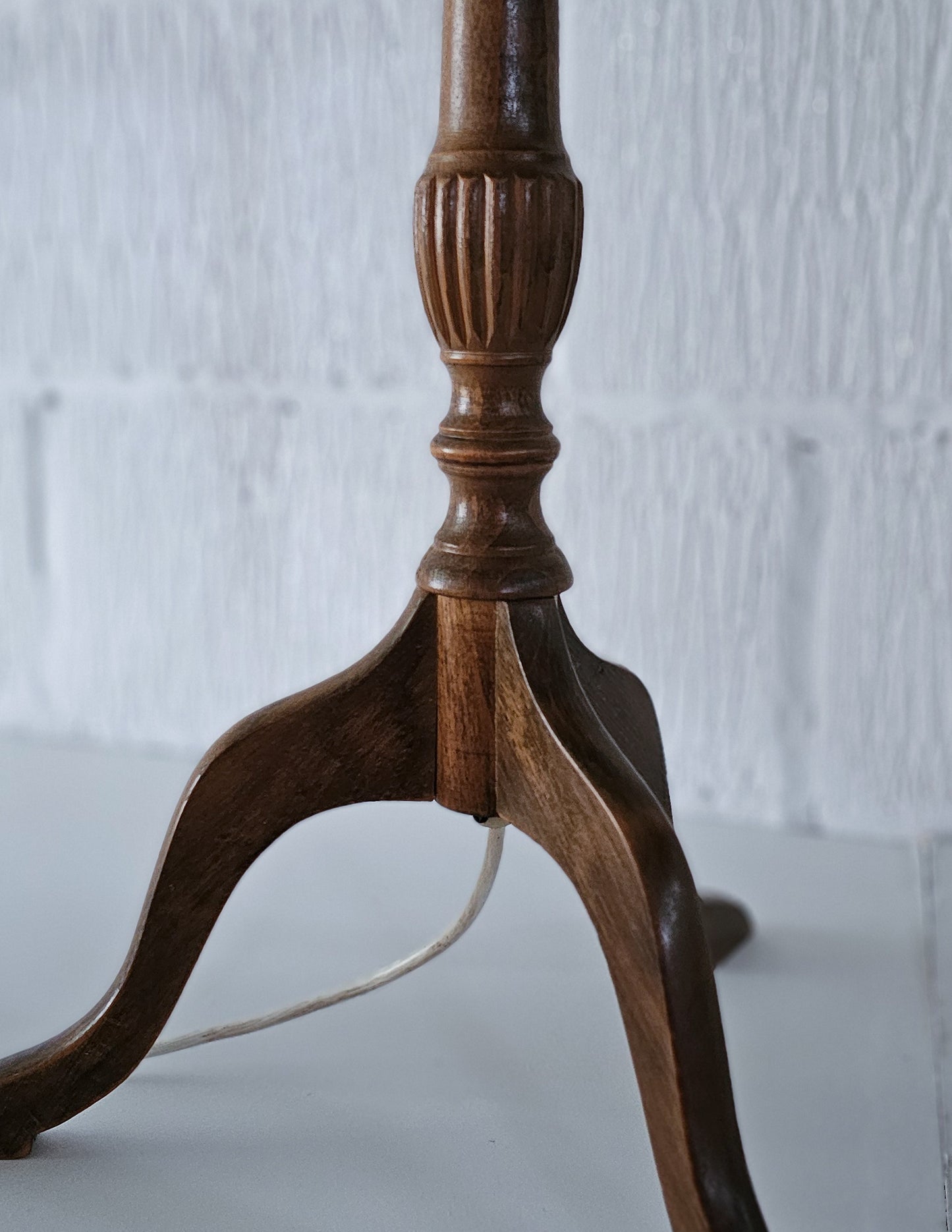 Pair of Vintage Mahogany Floor Lamps with Sculptural Shades