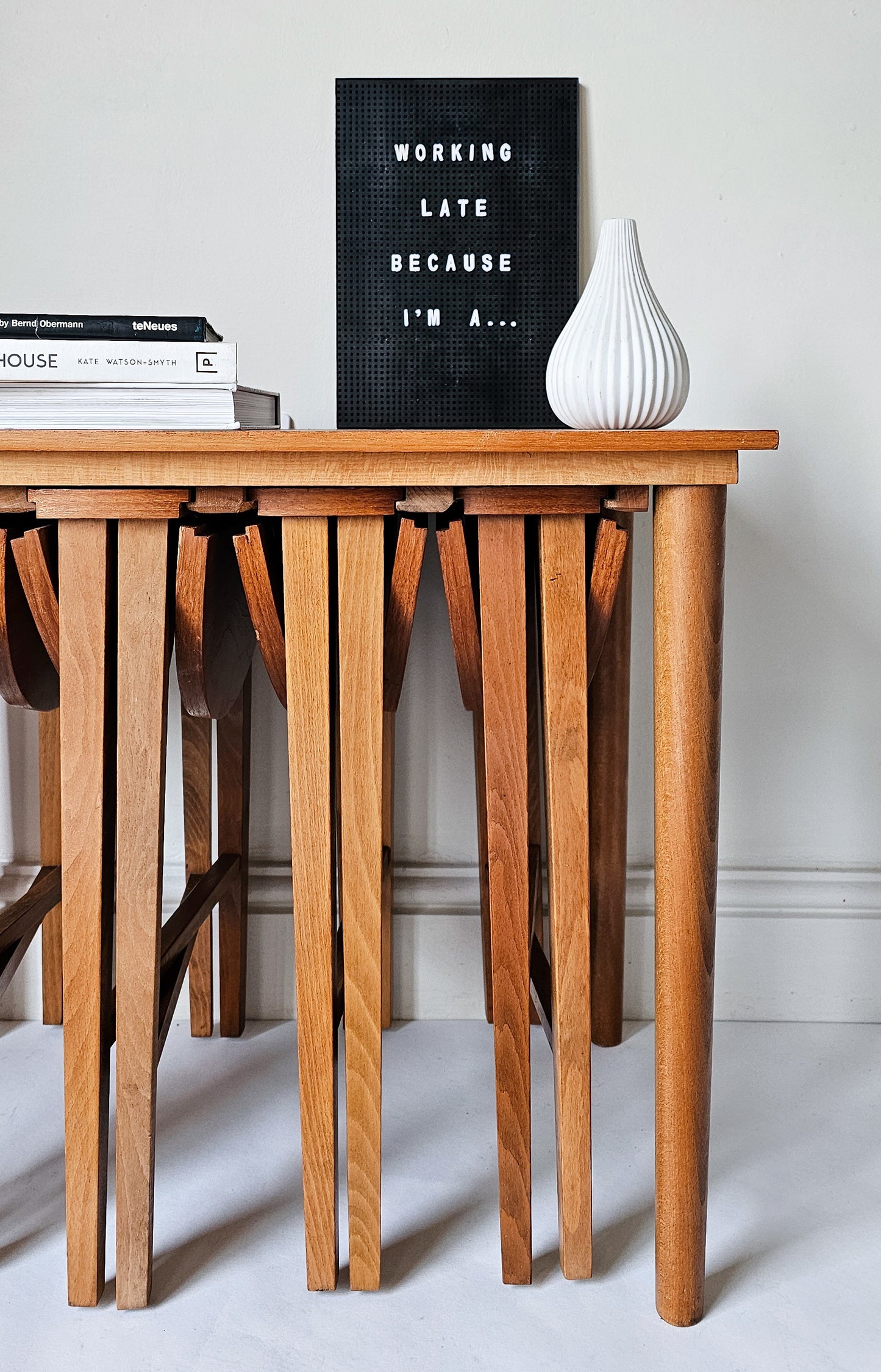 The Paul Nest of Teak Sliding Tables