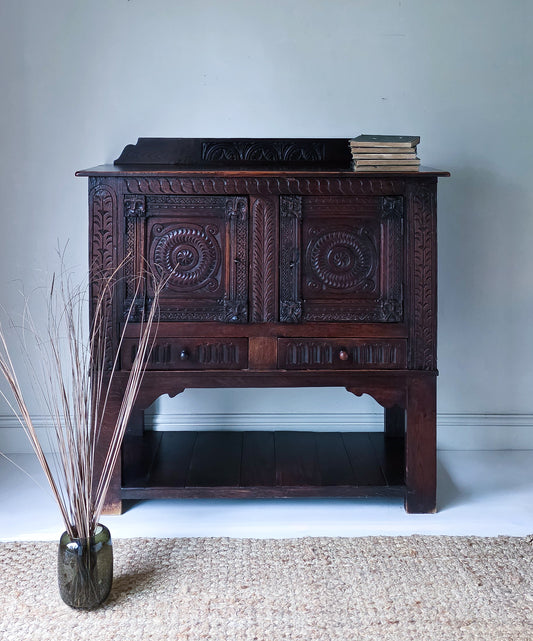 The Glynn Antique Carved Oak Lawyers Court Cabinet