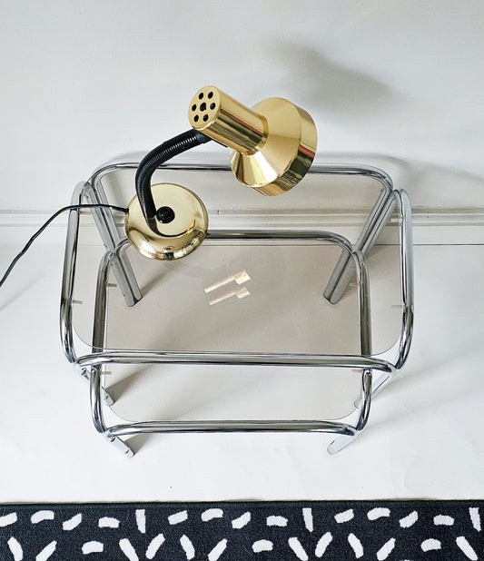 The Chrome Mid-Century Modern Smoked Glass Stacking Tables