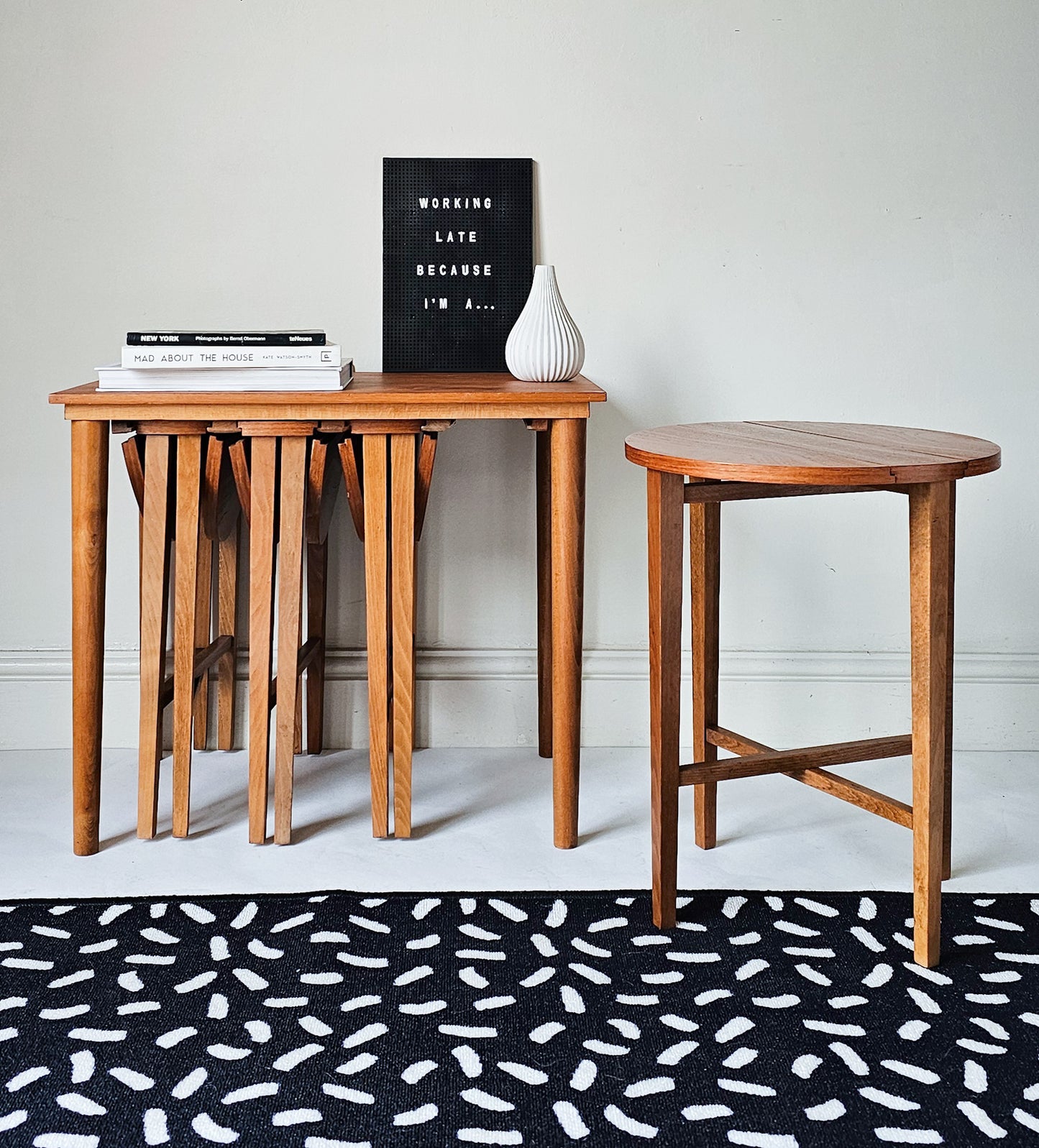 The Paul Nest of Teak Sliding Tables
