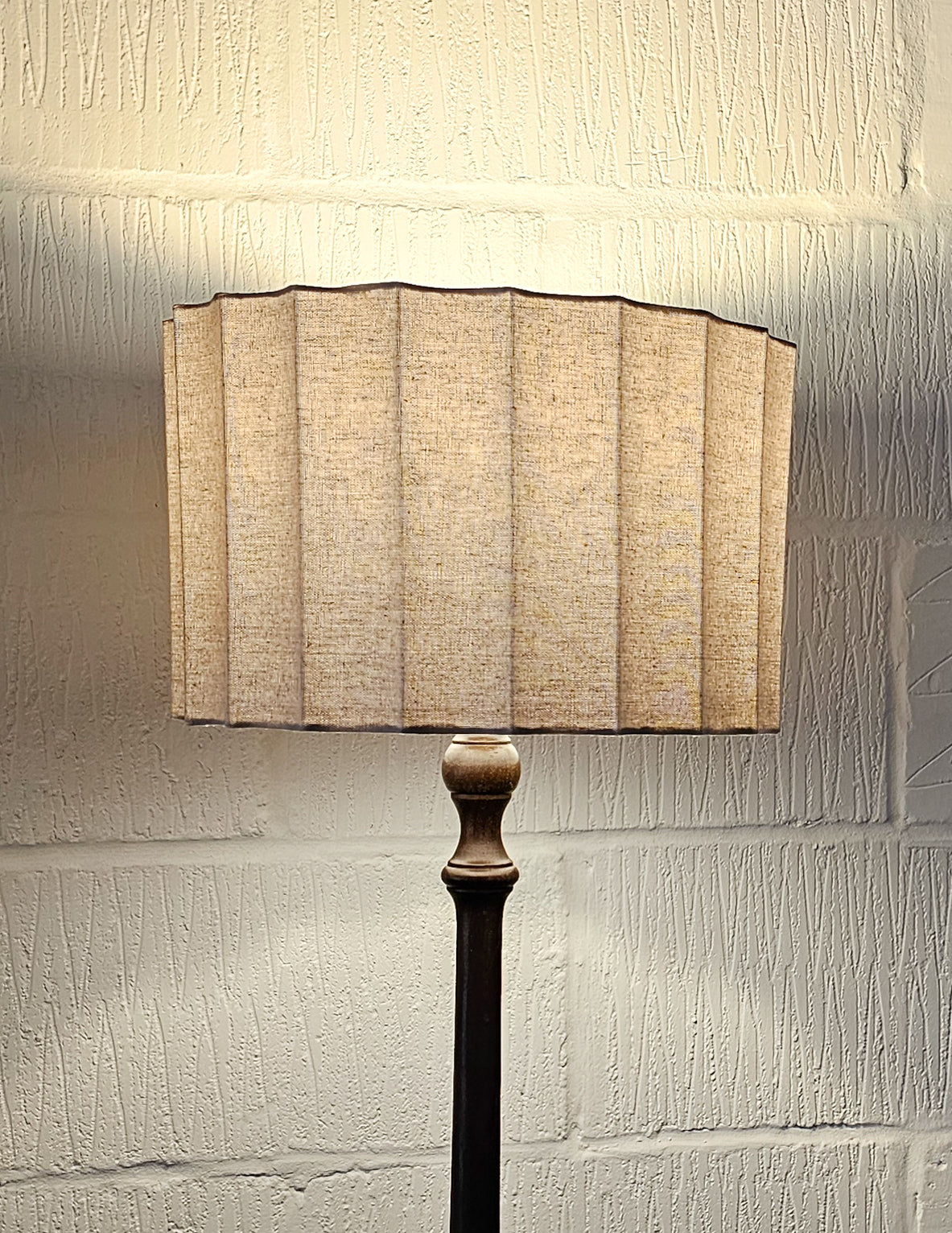 Pair of Vintage Mahogany Floor Lamps with Sculptural Shades