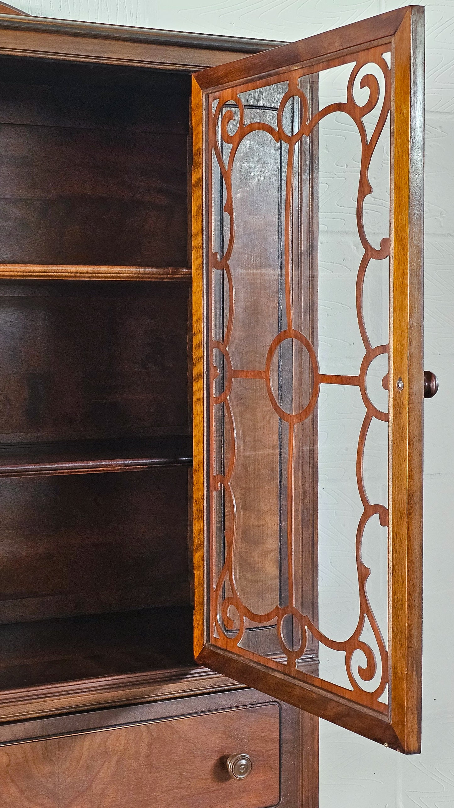 The Jacobean Walnut Glazed Dresser Display Cabinet