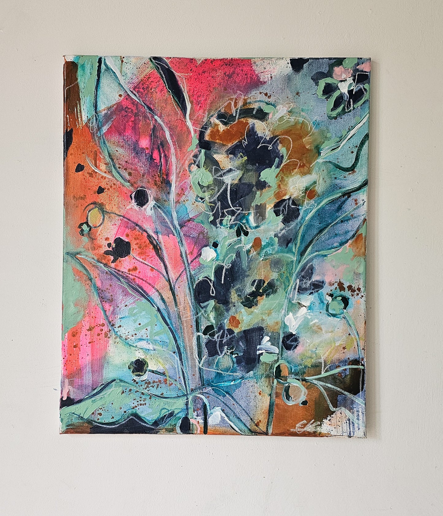 'Irene' Abstract Floral Painting on Canvas