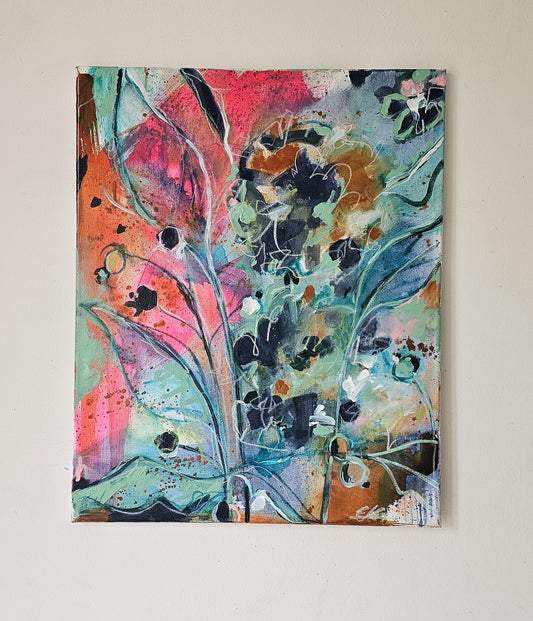 'Irene' Abstract Floral Painting on Canvas