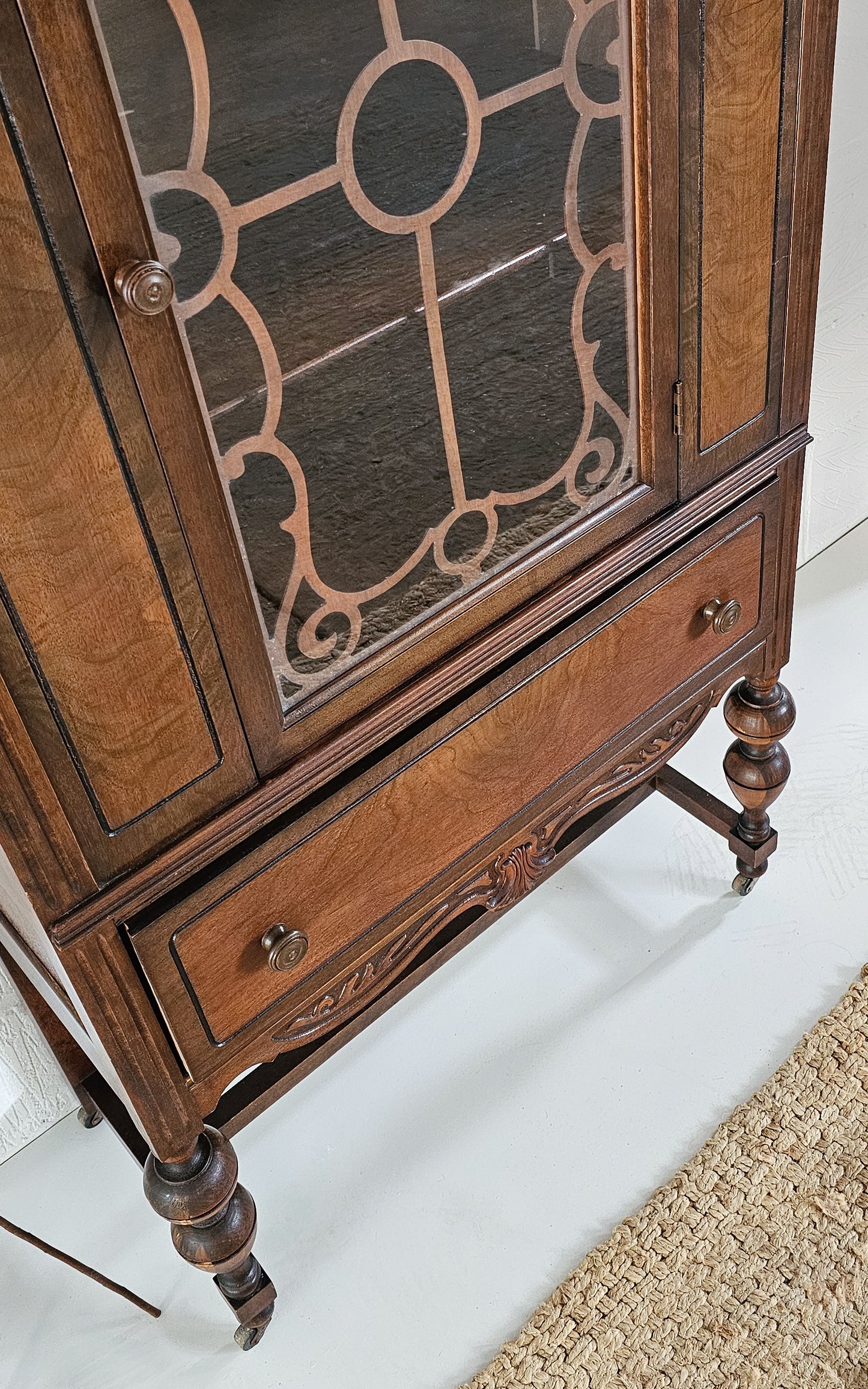 The Jacobean Walnut Glazed Dresser Display Cabinet