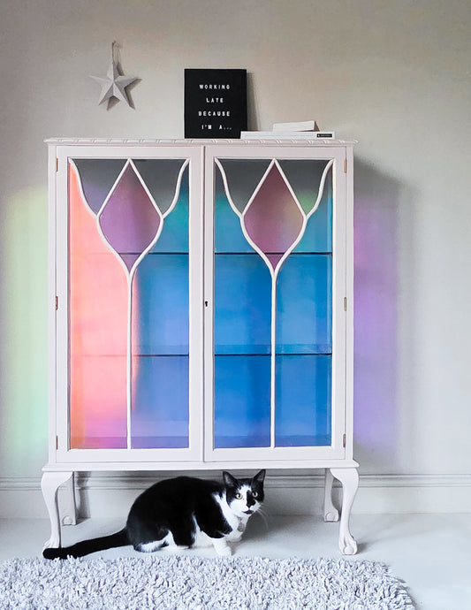 The Chloe Stained Glass Vintage Display Drinks Cabinet