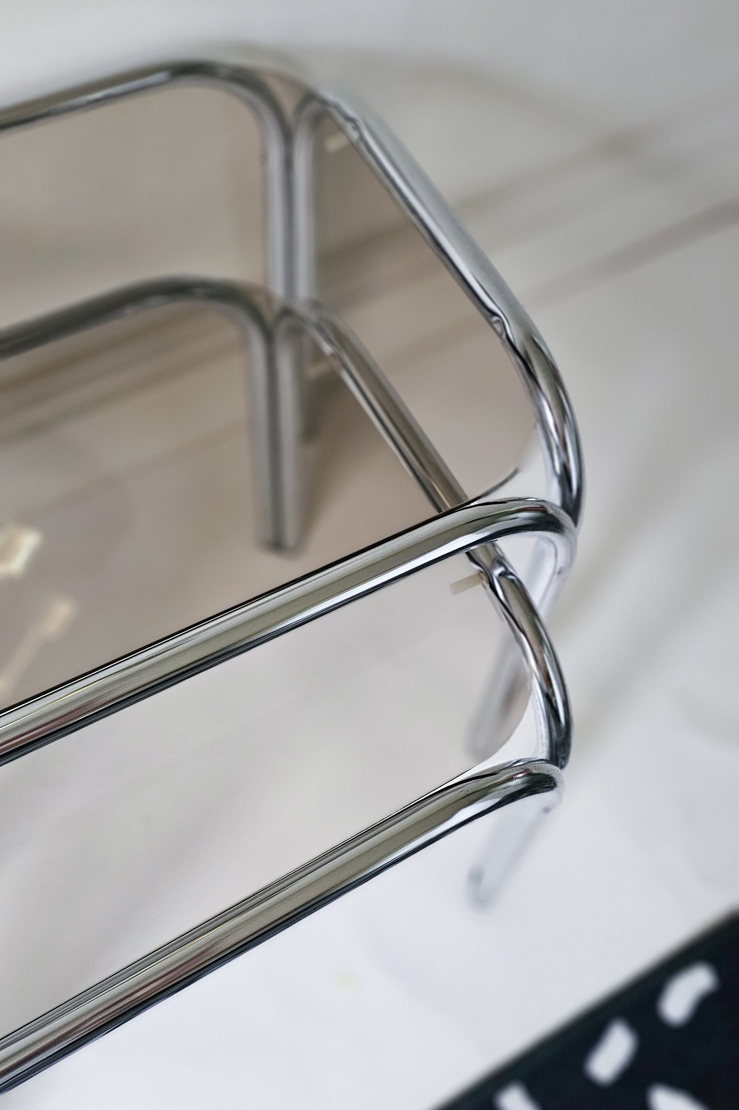 The Chrome Mid-Century Modern Smoked Glass Stacking Tables