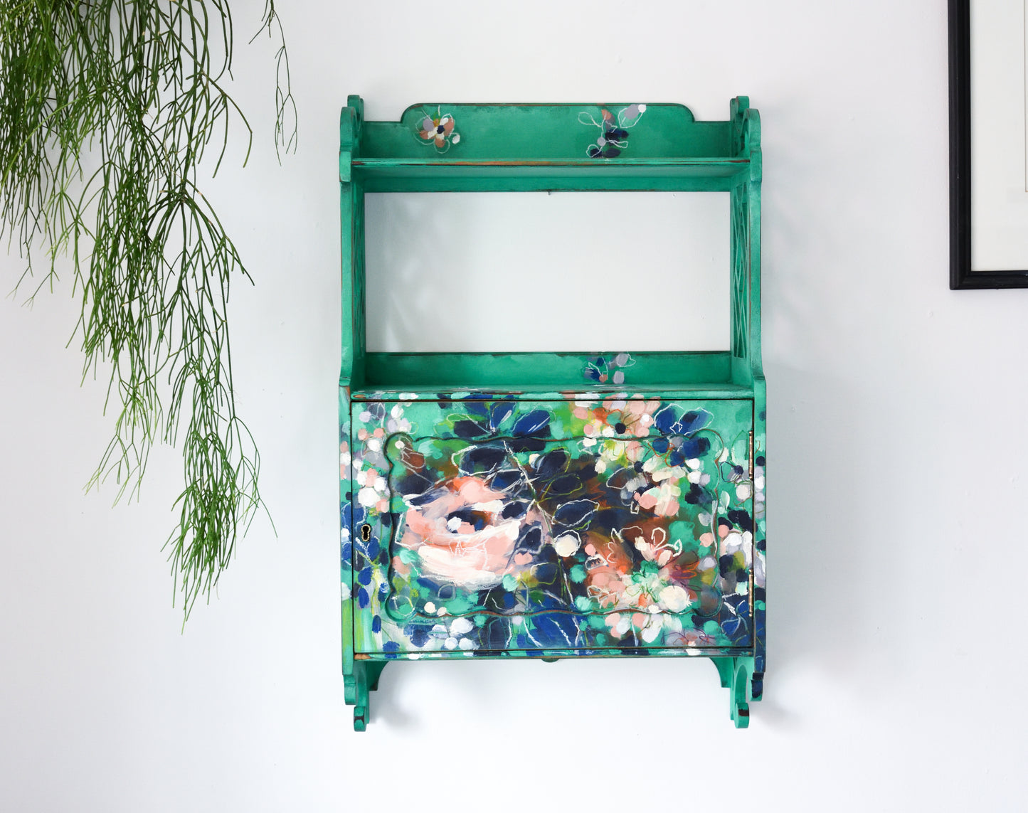 Hand painted Floral Wall Cabinet