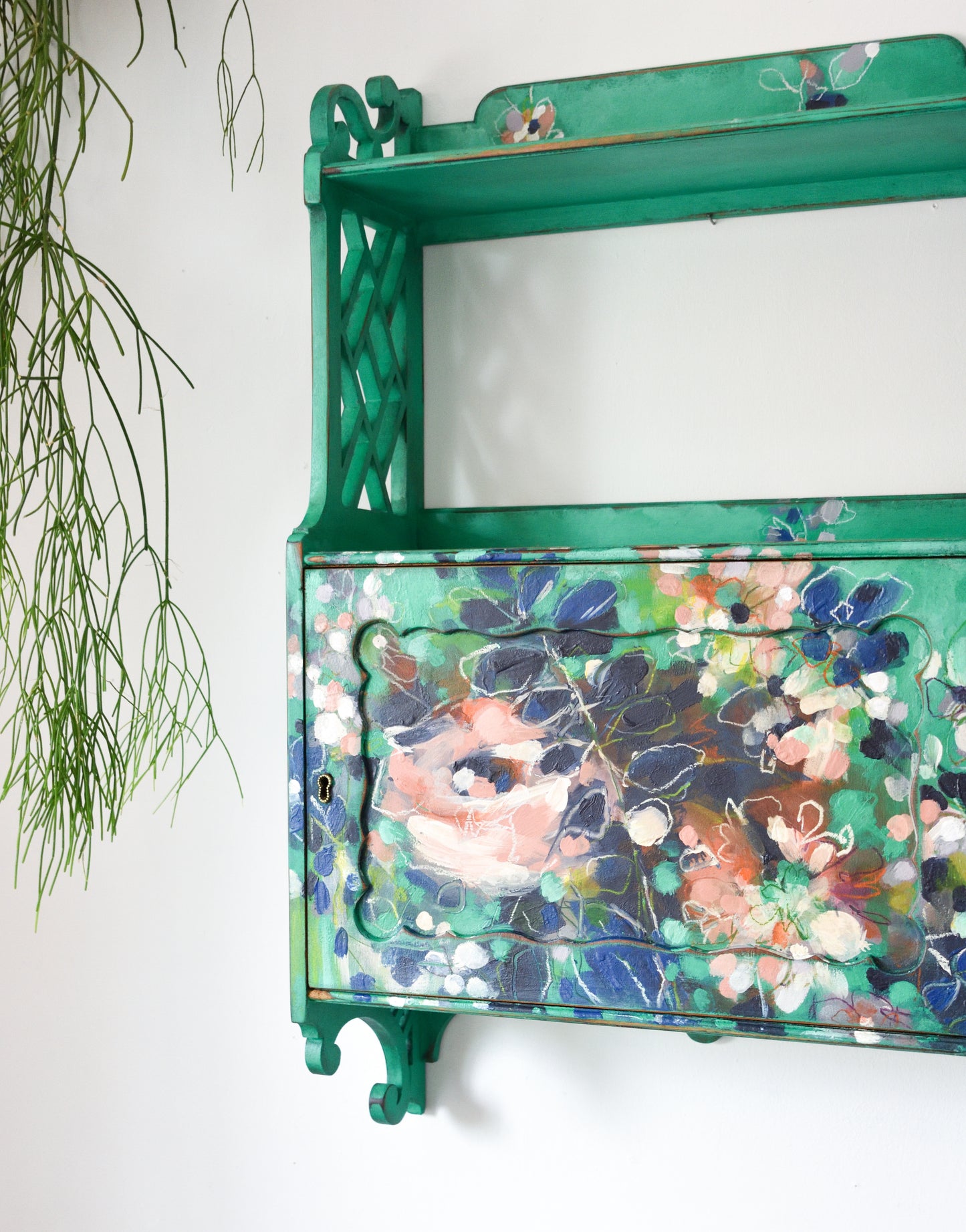 Hand painted Floral Wall Cabinet