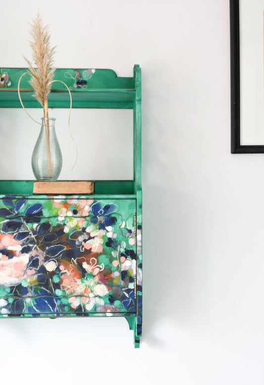 Hand painted Floral Wall Cabinet