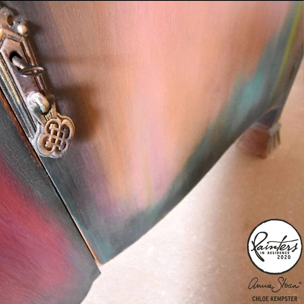 Stunning 1930’s Oak Sideboard hand painted in sophisticated rainbow colours as part of the Annie Sloan Painter in Residence Scheme.