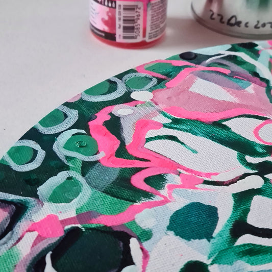 'Blooming Lovely' Ink and Chalk Paint on Canvas