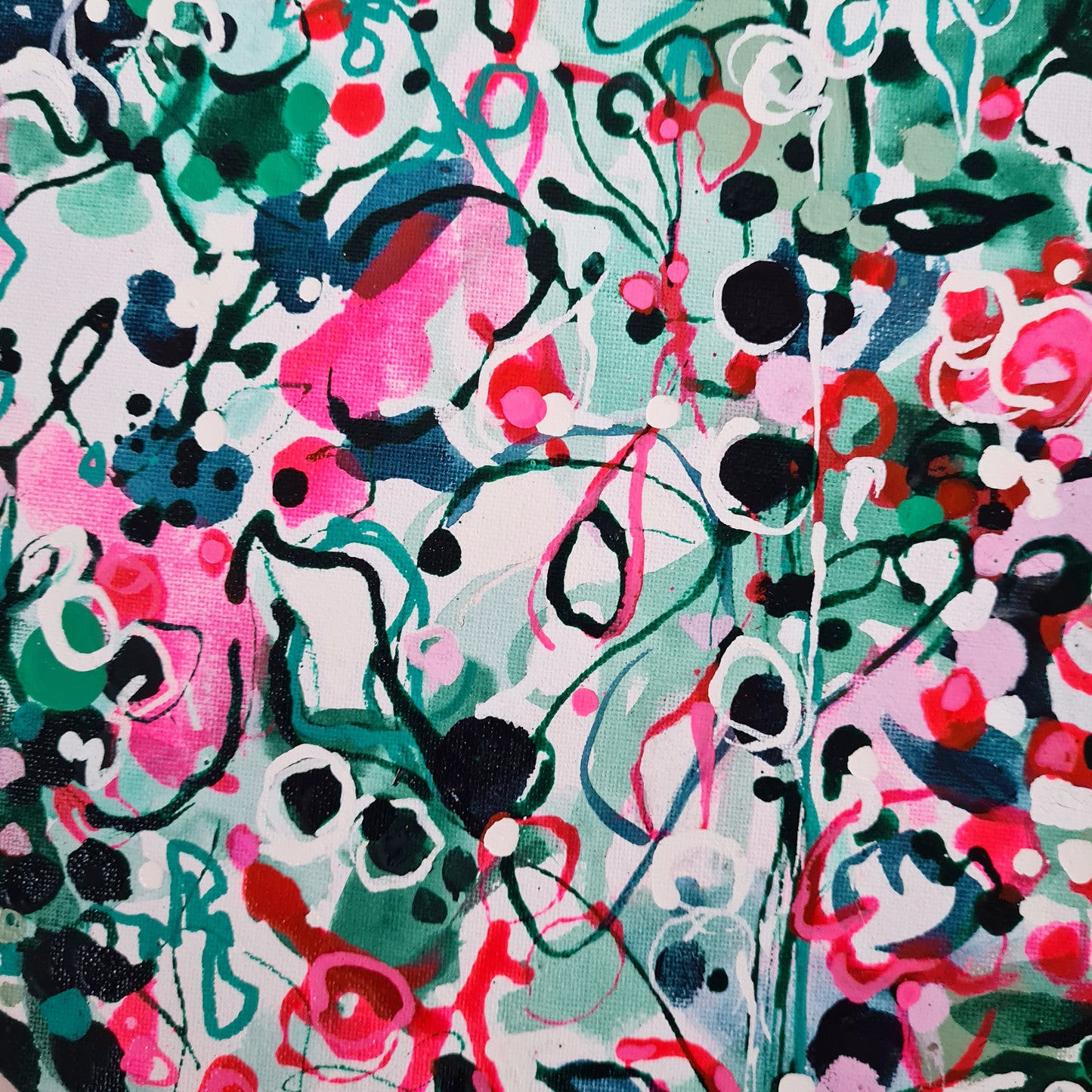 'Jungle' Ink & Chalk Paint on Canvas