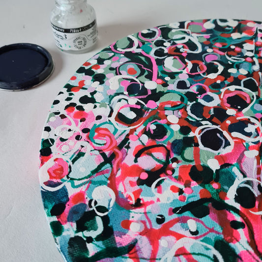 'Berries' Ink & Chalk Paint on Canvas