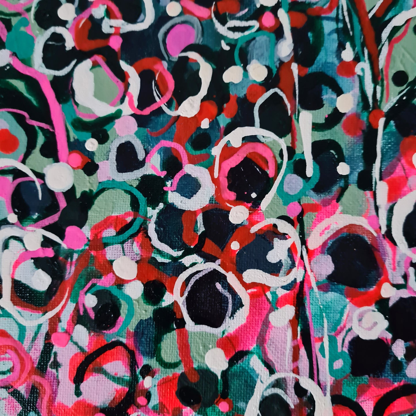 'Berries' Ink & Chalk Paint on Canvas