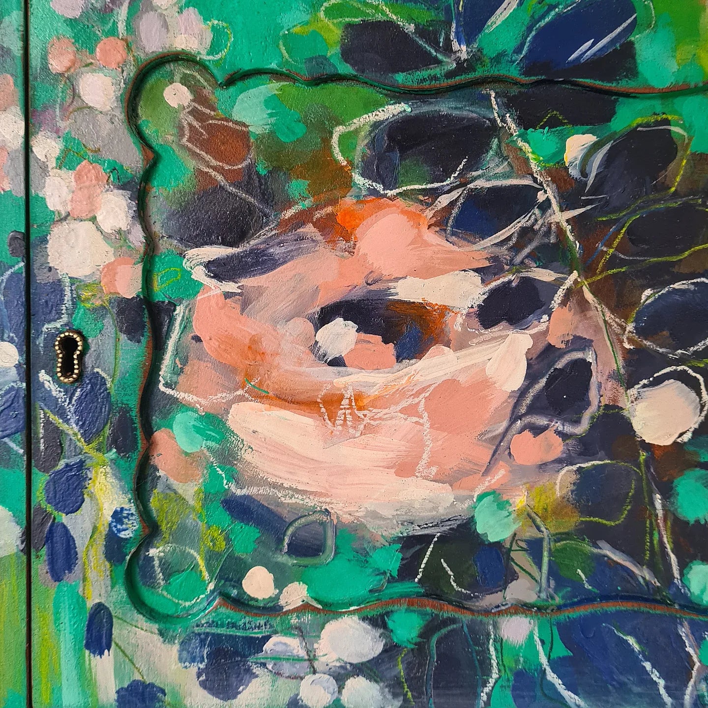 Hand painted Floral Wall Cabinet