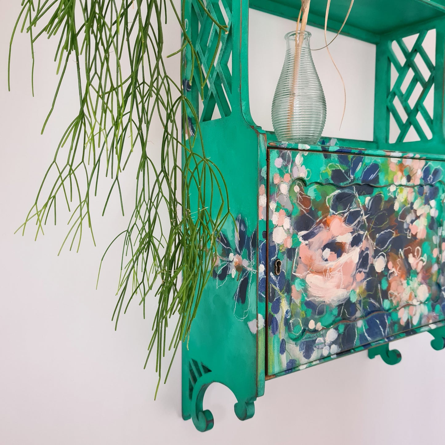 Hand painted Floral Wall Cabinet