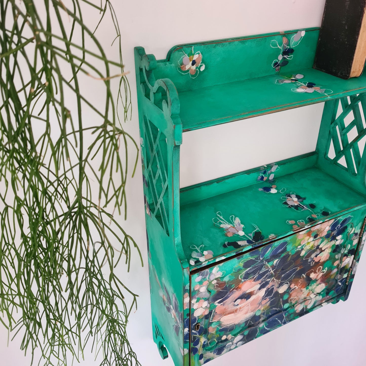 Hand painted Floral Wall Cabinet