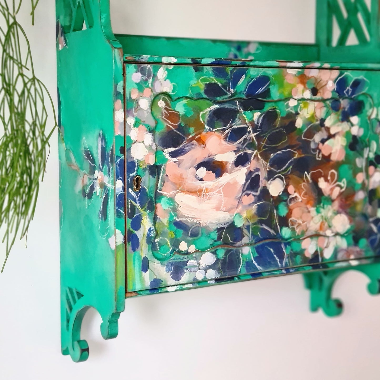 Hand painted Floral Wall Cabinet