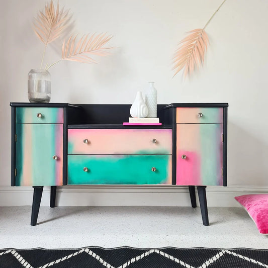 The Dawn Pastel Abstract Mid Century Sideboard
